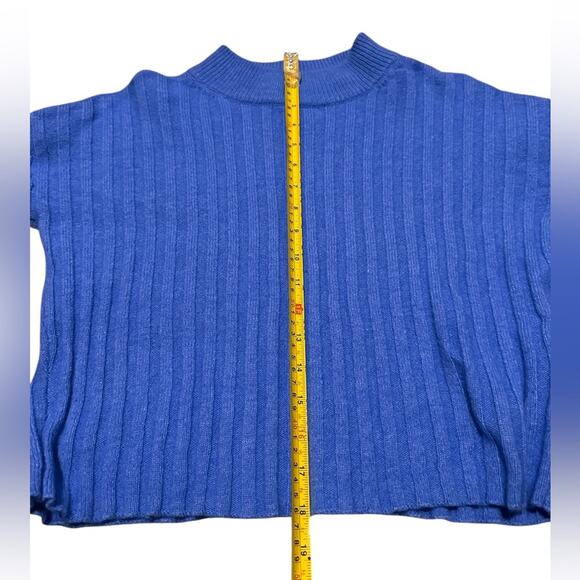 Madewell Cropped Mock Neck Sweater, Bright Blue, size S - Picture 6 of 7